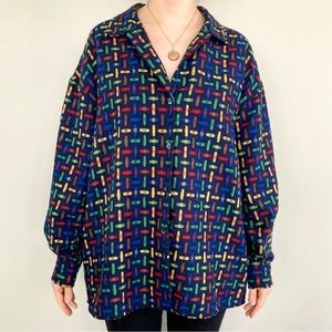 Vintage Esprit wool-blend multicolour patterned button-down shirt. 💙